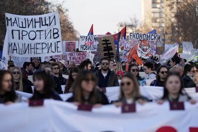 Thousands protest in Serbia to mark three months since deadly roof collapse