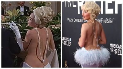 Sabrina Carpenter channels Shirley MacLaine in daring bckless gown at Grammys 2025