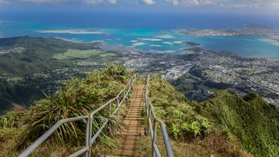 Hikers arrested for allegedly trekking Hawaii's illegal 'stairway to heaven' and throwing a railing off the route