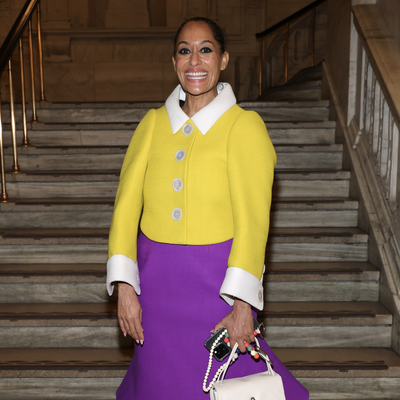 Tracee Ellis Ross Dresses Like a Living Doll at Marc Jacobs's New York Fashion Week Show, in Bright Colors and Elf Shoes