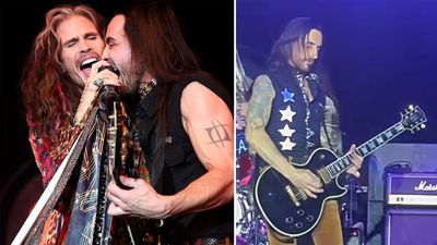 “Keep your eyes on this man”: Nuno Bettencourt joins Steven Tyler for a mini-set of Aerosmith, Extreme classics at charity gig – and, wait, is that a Les Paul?