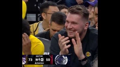 LeBron James Finished Huge Half for Lakers With an And-One and Luka Doncic Loved It