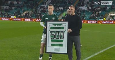 Watch as McGregor is presented with special Celtic shirt before Dundee match