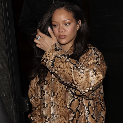 Rihanna Remixes the Rich-Looking Snakeskin Trend With Baggy Jeans