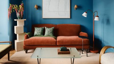 The Wallpapered Ceiling in This West London Home's Living Room Brings Together a Sri Lankan-Inspired Color Palette