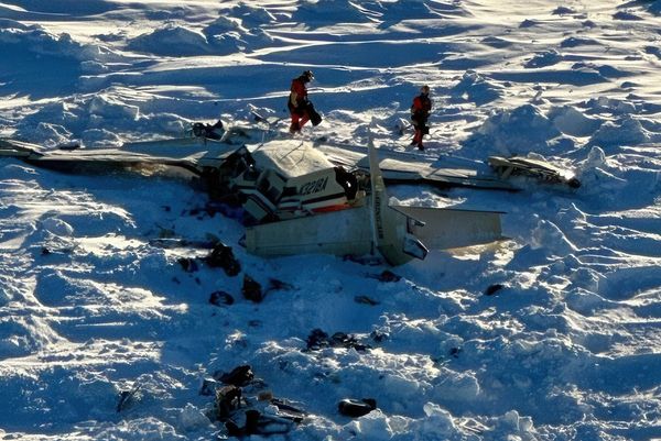 Crews rush to recover commuter plane found crashed on Alaska sea ice before expected snow and wind