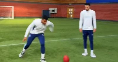 Watch: Rangers stars take on NFL 'ball-spin' challenge ahead of Superbowl final