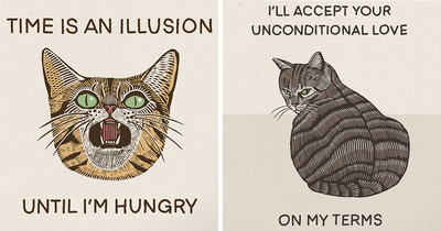 Quirky And Hilarious Nature Of Cats: 40 Illustrations Drawn In A Vintage Style By This Artist