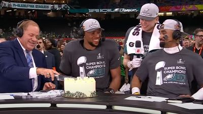 Chris Berman Cut and Served Birthday Cake to Eagles Stars After Super Bowl Victory