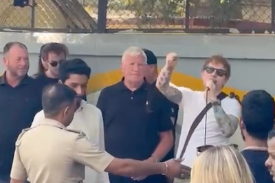 Watch: Ed Sheeran’s surprise street performance stopped by police