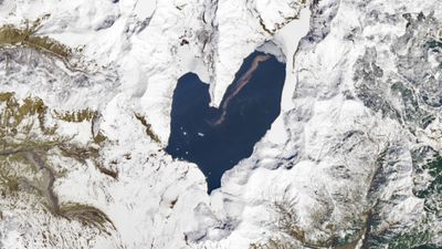 Earth from space: The heart-shaped 'Spirit Lake' sculpted by Mount St. Helens' epic eruption