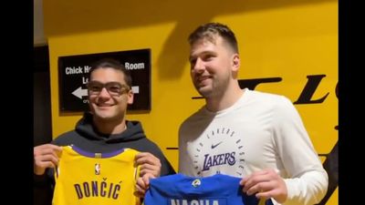 Luka Doncic Had a Special Cross-Sport Jersey Swap With Rams Star After Lakers Debut