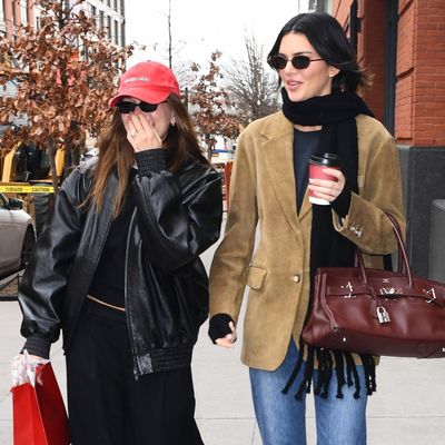 Kendall Jenner and Hailey Bieber Power Lunch in Matching Loafers and Designer It Bags