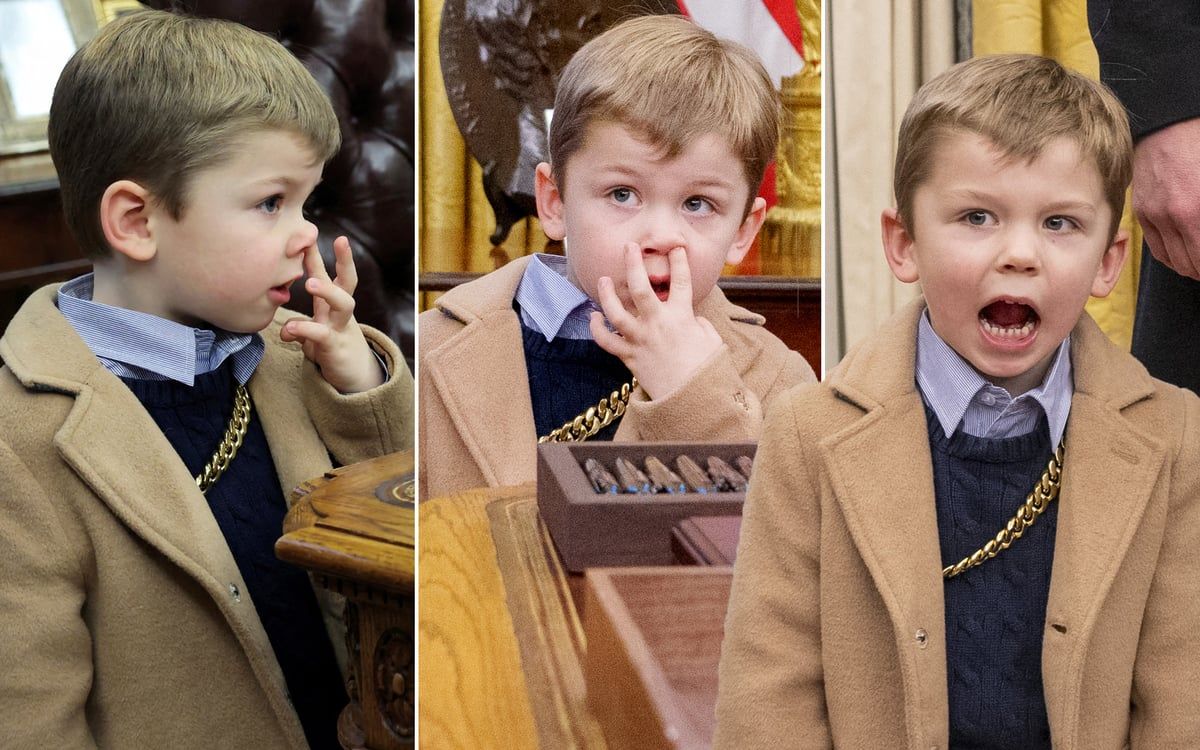 Elon Musk's nose-picking son steals show at surprise…