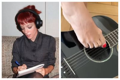 Lily Allen plays guitar with her toes as she returns to selling feet pics on OnlyFans