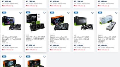 RTX 5070 Ti retail listings appear in EU and US — Some models nearly double MSRP