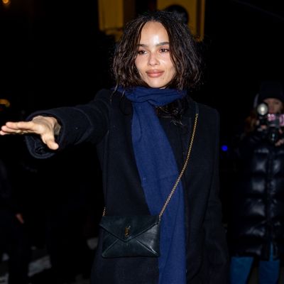 Zoë Kravitz Embraces Elevated Minimalism in a Ladylike Black Coat and Micro-Kitten Heels