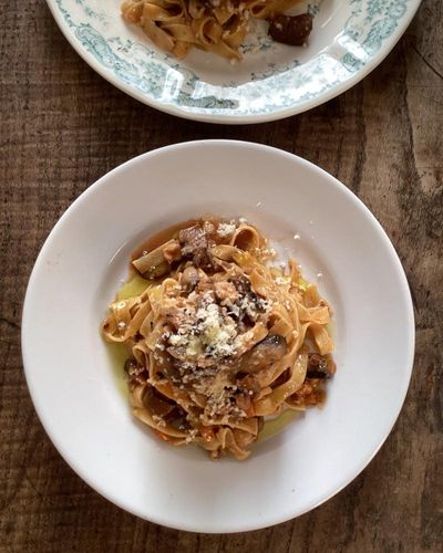 Rachel Roddy’s recipe for hazelnut and mushroom ragu with pasta