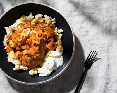 Use two types of paprika for the best Hungarian chicken paprikash