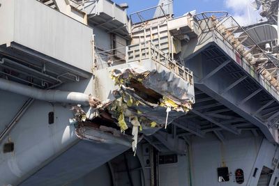 Photos show damage done to USS Harry Truman after collision in Egypt