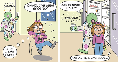 Artist’s Hilariously Wholesome Comic Series About A Girl Adopted By Aliens As A Pet (28 New Pics)