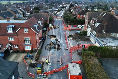 Large sinkhole forces closure of village high street