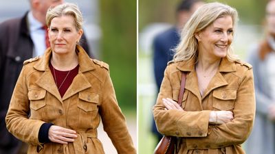 Ahead of the game as always, Duchess Sophie’s tan suede jacket has become the season’s must-have style