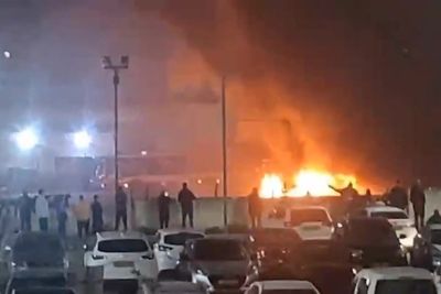 Moment Israeli buses engulfed in flames after suspected terror attack