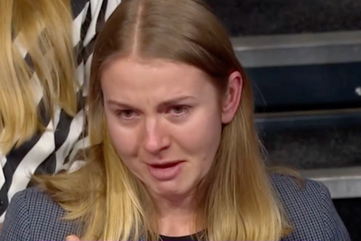 Ukrainian Question Time audience member sobs at family’s separation on front line