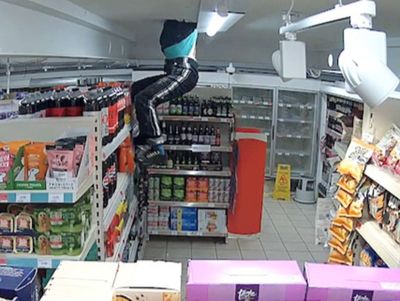 Bizarre CCTV shows man climbing through Sainsbury’s ceiling to steal crisps