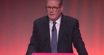 Red-faced Keir Starmer gives speech to half empty Scottish Labour conference