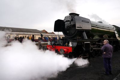 Trainspotters flock as Flying Scotsman makes first journey of the year