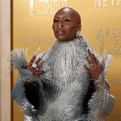 Cynthia Erivo Channels the Tin Man in a Metallic Silver Gown on the 2025 SAG Awards Red Carpet