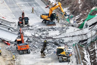 Video captures moment South Korea motorway pass collapses killing at least four construction workers