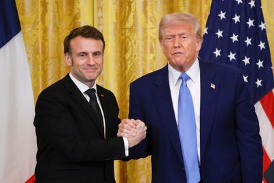 Trump and Macron's awkward handshakes at White House meeting go viral