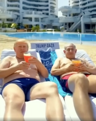 AI-Generated Video of Trump and Netanyahu Shirtless on a Beach in Gaza Promoting Development Plan Shocks Users: 'Completely Insane'