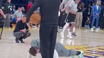 Luka Doncic Doing Push-Ups With Nico Harrison in Background Was Ultimate Irony