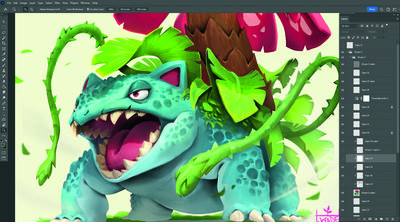 How to paint Pokémon's Venusaur in Photoshop