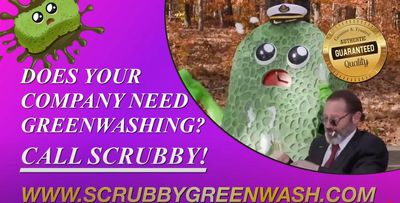 Spoof ad promotes fake mascot ‘Scrubby Greenwash’ to LNG execs