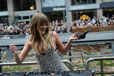 Rocker Victoria De Angelis spins a DJ set as Dolce & Gabbana's Milan show spills onto the streets
