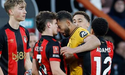 Wolves’ Cunha sent off for head-butt as Bournemouth edge home on penalties