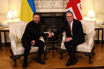 Volodymyr Zelensky appears emotional as he meets Keir Starmer after Donald Trump clash