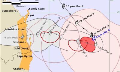 Tropical Cyclone Alfred intensifies as latest forecast predicts landfall just north of Brisbane