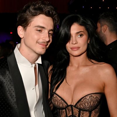 Kylie Jenner Turns the 2025 Oscars After-Party Into Date Night in a Lacy Corset Dress