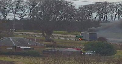 A9 closed in both directions after lorry catches fire