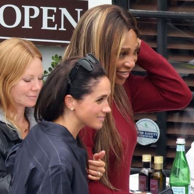 Meghan Markle and Serena Williams Power Lunch in Monochromatic Rich-Mom Outfits