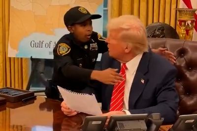 Watch Trump’s awkward reaction to 13-year-old honorary Secret Service agent hugging him