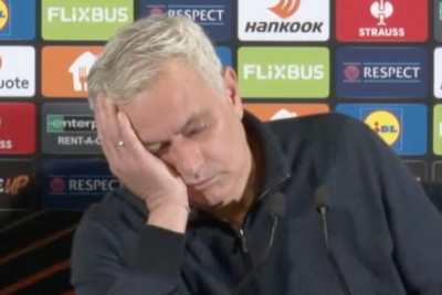 Bored Jose Mourinho pretends to fall asleep at reporter’s almost minute-long question
