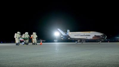 Secretive US Space Force X-37B space plane 'breaks new ground' as it returns to Earth after 434 days in orbit (photos)