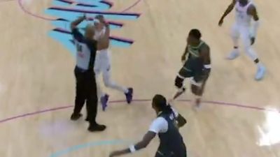 NBA Ref Got Stuck Right in the Middle of Action During Heat-Timberwolves